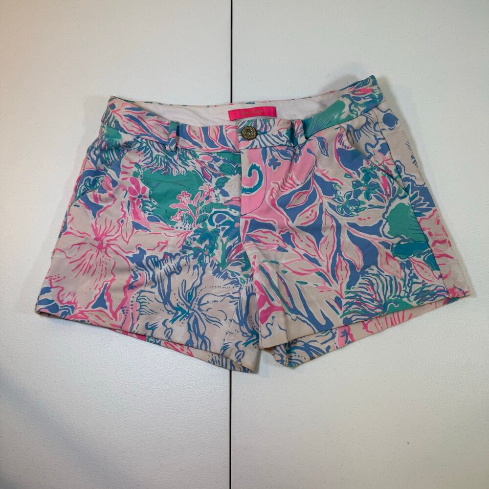 Lilly Pulitzer Womens Shorts Size 2 Pink Blue Green Floral Tropical Resort
